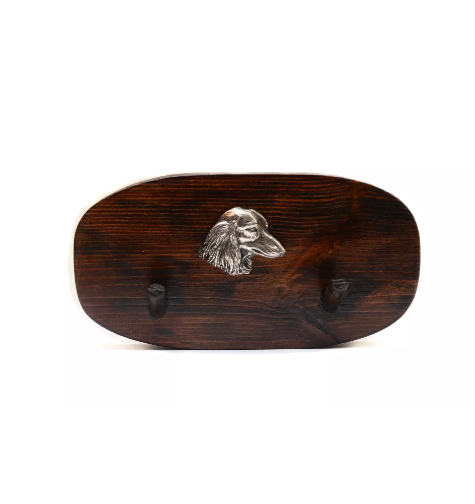 Jamnik długowłosy wieszak drewniany podwójny Art-Dog