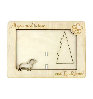 Dachshund Smooth-haired, Wiener dog, Badger dog - Photo frame, engraved wooden frame, a lovely gadget for the dog lover by Art-Dog