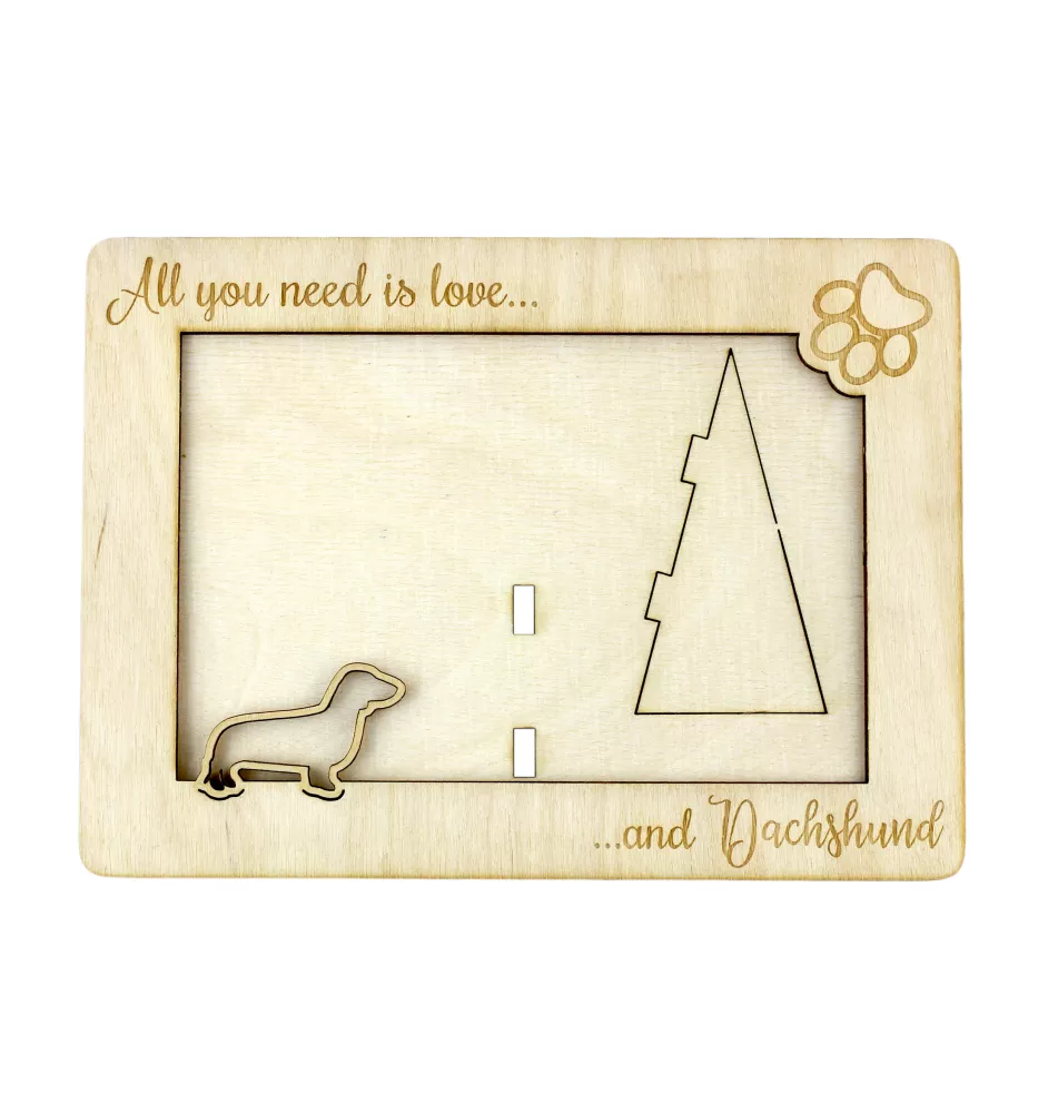 Dachshund Smooth-haired, Wiener dog, Badger dog - Photo frame, engraved wooden frame, a lovely gadget for the dog lover by Art-Dog