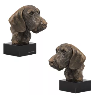 Dachshund Wire-haired, Wiener dog, Badger dog - Dog statue, bust on stone base, sculpture, trophy for dog show by Art-Dog brand