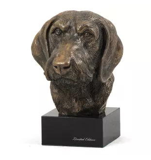 Teckel à poil dur, Chien-saucisse - Statue de chien, buste sur socle en pierre, sculpture, trophée pour exposition canine par la marque Art-Dog