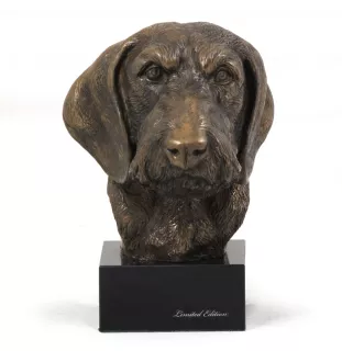 Dachshund Rauhhaar, Dackel, Teckel - Hundestatue, Büste auf Steinsockel, Skulptur, Trophäe für Hundeausstellung der Marke Art-Dog
