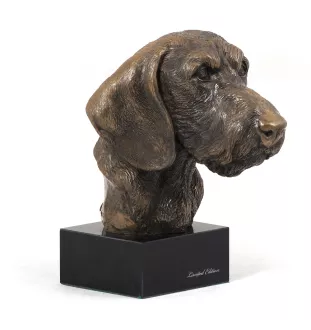 Dachshund Wire-haired, Wiener dog, Badger dog - Dog statue, bust on stone base, sculpture, trophy for dog show by Art-Dog brand