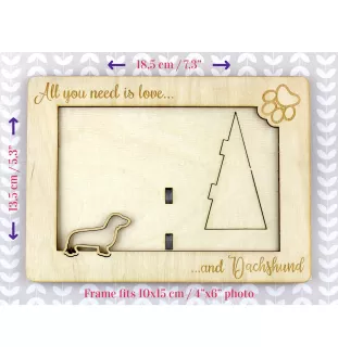 Dachshund Smooth-haired, Wiener dog, Badger dog - Photo frame, engraved wooden frame, a lovely gadget for the dog lover by Art-Dog