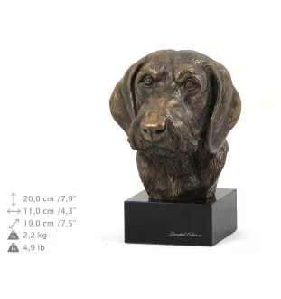 Dachshund Wire-haired, Wiener dog, Badger dog - Dog statue, bust on stone base, sculpture, trophy for dog show by Art-Dog brand