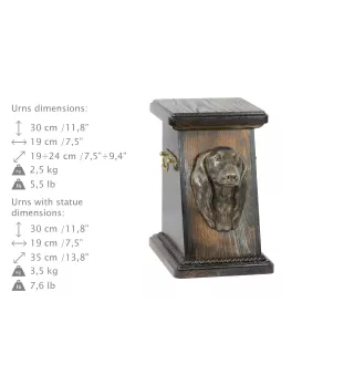 Teckel à poil long, Chien-saucisse - urne pour les cendres d'un chien, une urne élégante avec une statuette, une urne commémorative avec un buste de chien de la marque Art-Dog