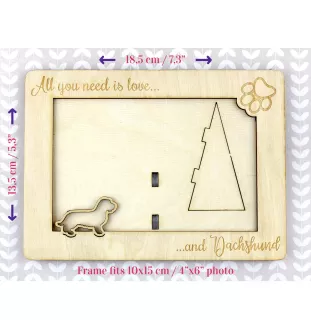 Dachshund Wire-haired, Wiener dog, Badger dog - Photo frame, engraved wooden frame, a lovely gadget for the dog lover by Art-Dog