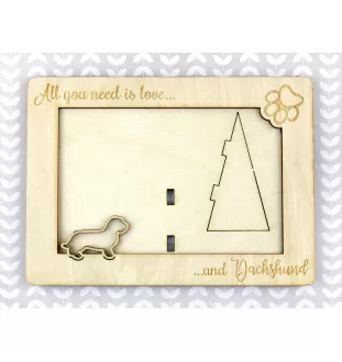 Dachshund Wire-haired, Wiener dog, Badger dog - Photo frame, engraved wooden frame, a lovely gadget for the dog lover by Art-Dog