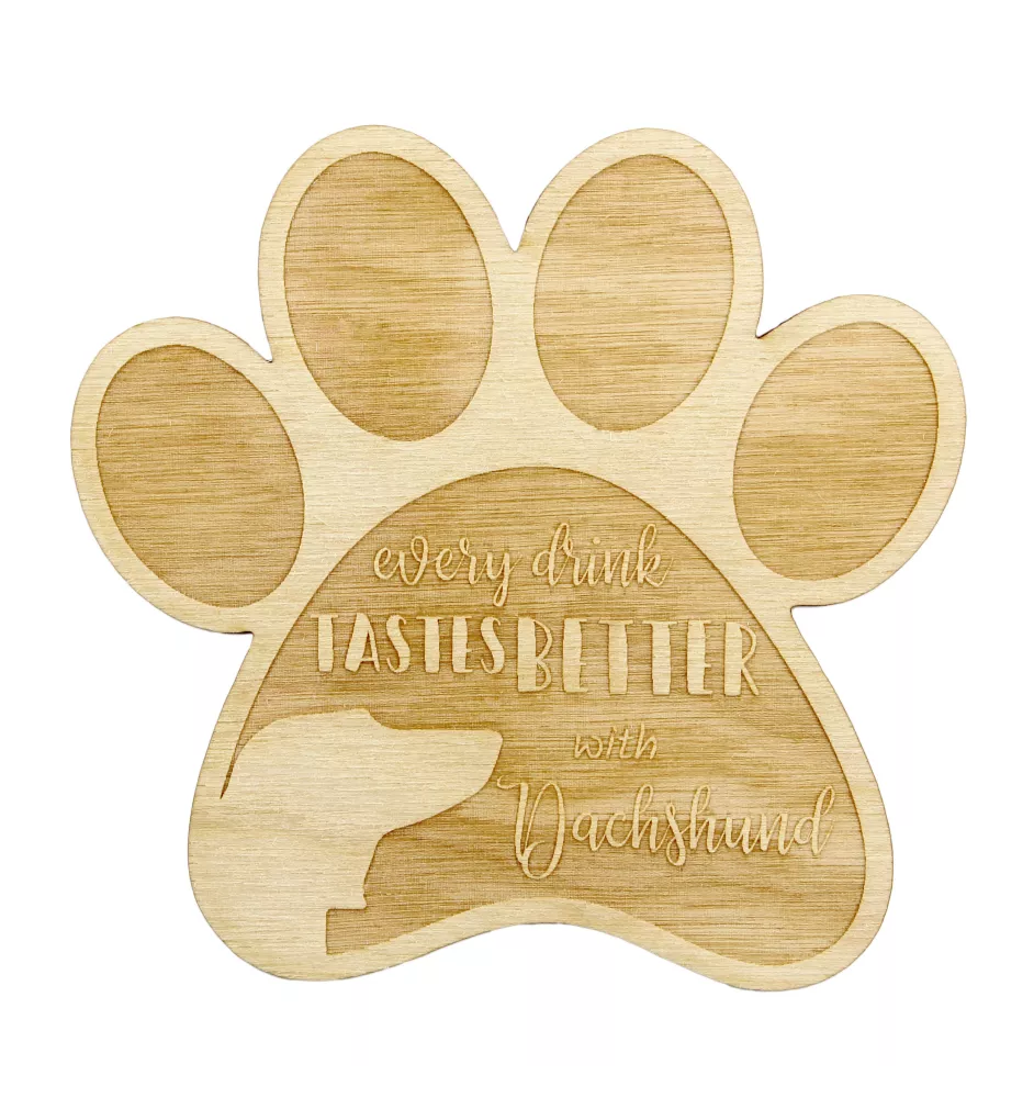 Dachshund Smooth-haired, Wiener dog, Badger dog I - Mug coaster, engraved coaster with dog, gift for dog lover by Art-Dog brand