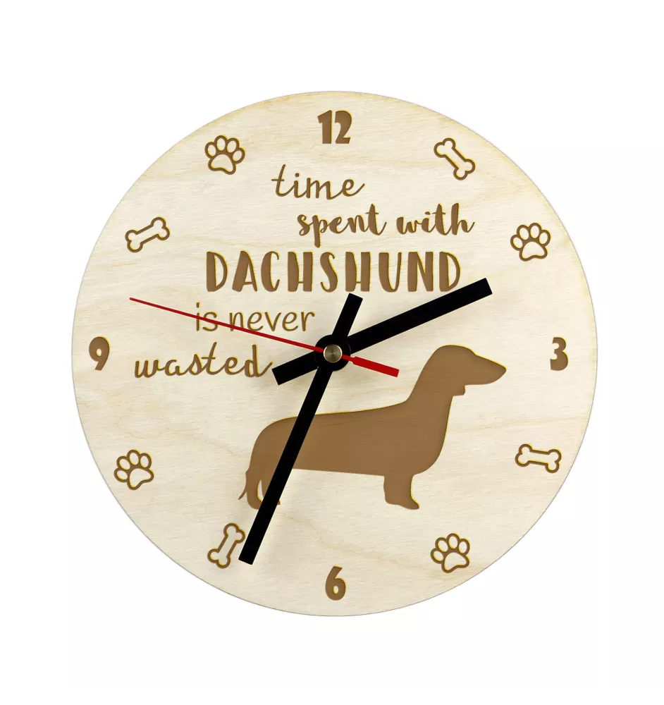 Dachshund Smooth-haired, Wiener dog, Badger dog - clock with dog, wooden clock with engraving, personalised clock by Art-Dog