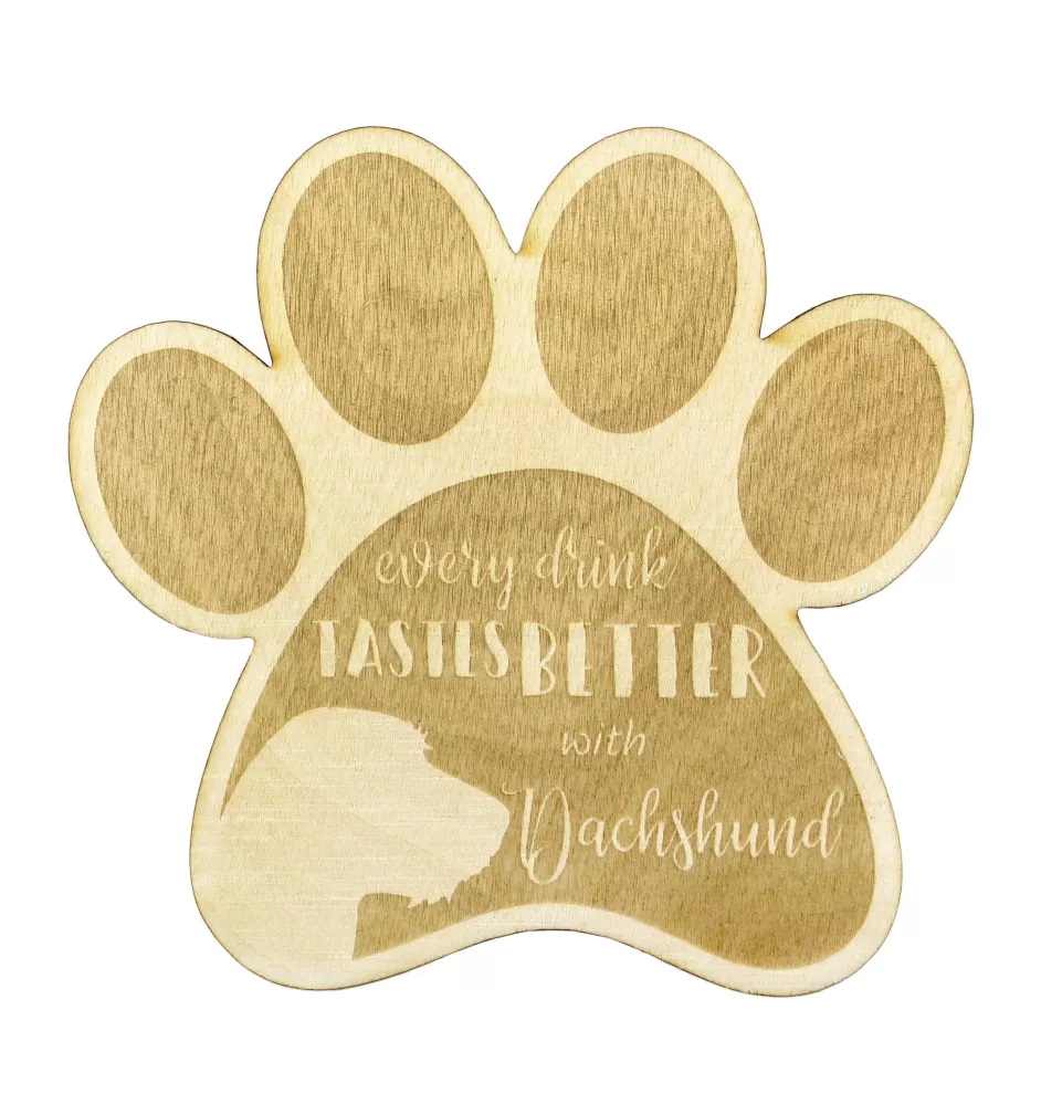 Dachshund Wire-haired, Wiener dog, Badger dog I - Mug coaster, engraved coaster with dog, gift for dog lover by Art-Dog brand