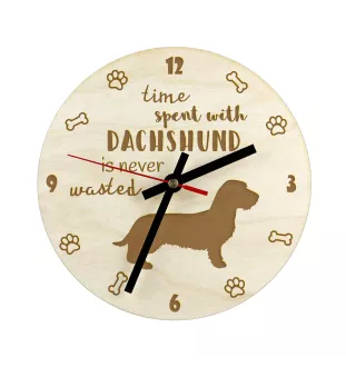 Dachshund Wire-haired, Wiener dog, Badger dog - clock with dog, wooden clock with engraving, personalised clock by Art-Dog