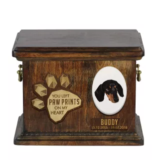 Dachshund Smooth-haired, Wiener dog, Badger dog - urn for dog ashes, personalized urn with engraving, commemorative box for dog ashes by Art-Dog brand