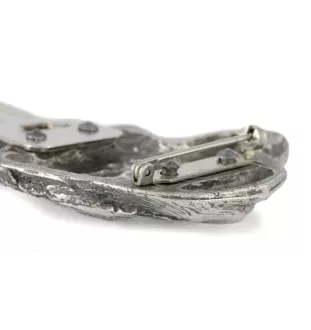 Teckel à poil long, Chien-saucisse - broche avec pince, support pour numéro de départ, épingle argentée pour exposition de chiens de la marque Art-Dog