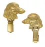 Dachshund Long-haired, Wiener dog, Badger dog - brooch with a clip, gold-plated holder for a race number, elegant dog show pin from Art-Dog brand