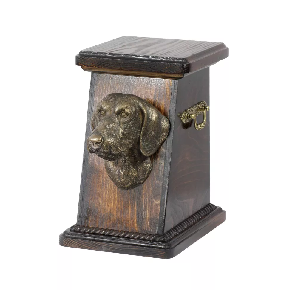 Teckel à poil dur, Chien-saucisse I - urne pour les cendres d'un chien, une urne élégante avec une statuette, une urne commémorative avec un buste de chien de la marque Art-Dog