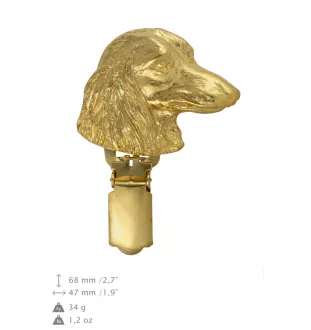 Teckel à poil long, Chien-saucisse - broche avec pince, support doré pour numéro de départ, cadeau pour exposition de chiens de la marque Art-Dog