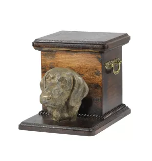 Dachshund Wire-haired, Wiener dog, Badger dog - urn for dog ashes with a statuette, elegant urn for a dog, unique urn with a bust of a dog by Art-Dog brand