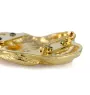 Dachshund Long-haired, Wiener dog, Badger dog - brooch with a clip, gold-plated holder for a start number, a gift for a dog show by Art-Dog brand.