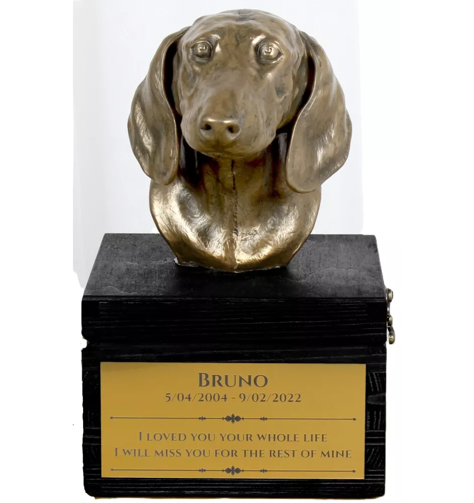 Jamnik długowłosy urny na pudełku czarne Art-Dog