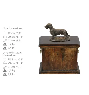 Dachshund Wire-haired, Wiener dog, Badger dog - urn for the ashes of a dog, urn with a statuette, elegant urn in the classic style of the Art-Dog brand