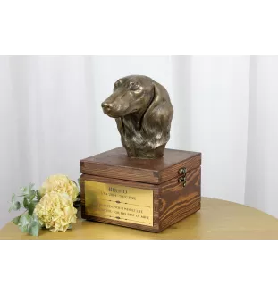 Jamnik długowłosy urna na skrzynce brązowa Art-Dog