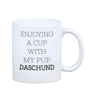 Dachshund Long-haired, Wiener dog, Badger dog - cup with a geometric dog image and the inscription Art-Dog