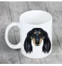 Dachshund Long-haired, Wiener dog, Badger dog - cup with a geometric dog image and the inscription Art-Dog