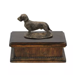 Dachshund Rauhhaar, Dackel, Teckel - Hund Ascheurne, klassische Urne mit Statue, elegante Urne mit Hund von der Marke Art-Dog