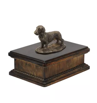 Dachshund Wire-haired, Wiener dog, Badger dog - urn for dog ashes, classic urn with a statuette, elegant urn with a dog by Art-Dog brand