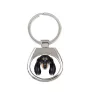 Dachshund Long-haired, Wiener dog, Badger dog - geometric keychain with a photo and the inscription Art-Dog
