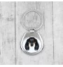 Dachshund Long-haired, Wiener dog, Badger dog - geometric keychain with a photo and the inscription Art-Dog