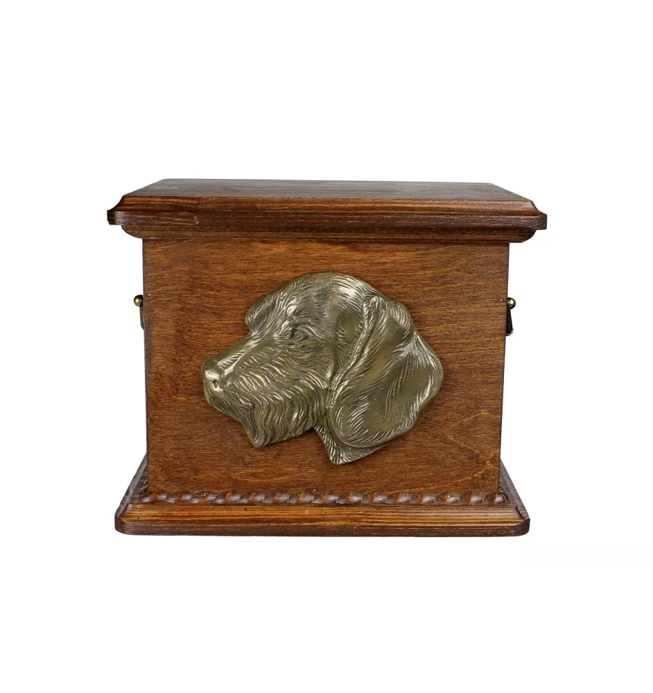 Dachshund Wire-haired, Wiener dog, Badger dog - urn for dog ashes, personalized urn with engraving and bas-relief, commemorative box for dog ashes by Art-Dog brand