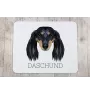 Dachshund Langhaar, Dackel, Teckel - geometrisches Mauspad mit Bild und Aufschrift von Art-Dog