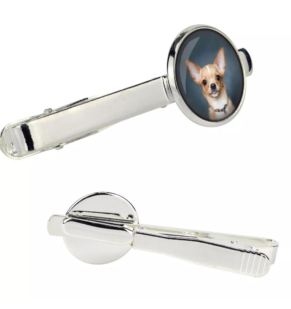 Teckel à poil ras, Chien-saucisse I - pince à cravate dans une boîte, cravate élégante, bijoux personnalisés de la marque Art-Dog