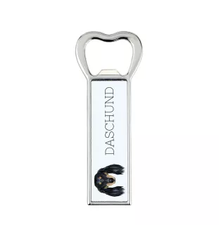 Dachshund Long-haired, Wiener dog, Badger dog - bottle opener with a picture and inscription for beer by Art-Dog
