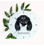 Dachshund Long-haired, Wiener dog, Badger dog - geometric wall clock with a picture and the brand name Art-Dog