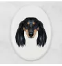 Teckel à poil long, Chien-saucisse - une plaque avec une photo et un motif géométrique de la marque Art-Dog