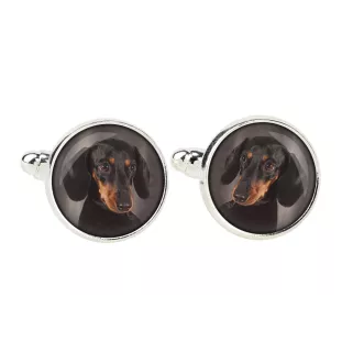 Dachshund Kurzhaar, Dackel, Teckel Ärmelknöpfe und Krawatte mit Ihrem Foto, Anzugaccessoire, Herrenschmuck der Marke Art-Dog