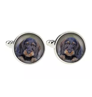 Dachshund Rauhhaar, Dackel, Teckel Ärmelknöpfe und Krawatte mit Ihrem Foto, Anzugaccessoire, Herrenschmuck der Marke Art-Dog
