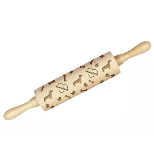 Teckel à poil ras, Chien-saucisse - rouleau à pâtisserie avec chien, décoration de biscuits avec un rouleau à motifs, cadeau pour un céramiste de la marque Art-Dog