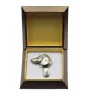 Dachshund Smooth-haired, Wiener dog, Badger dog - brooch with a clip, holder for a start number, silver-plated dog show pin from the Art-Dog brand