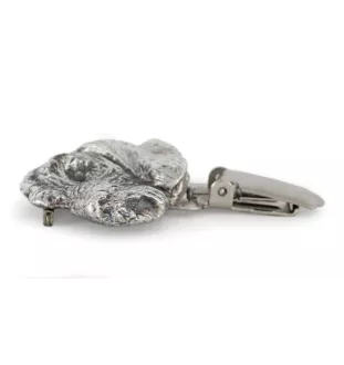 Teckel à poil dur, Chien-saucisse - broche avec pince, support pour numéro de départ, épingle argentée pour exposition de chiens de la marque Art-Dog