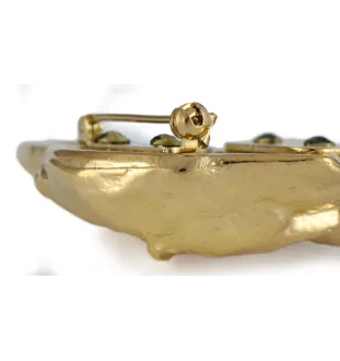 Dachshund Smooth-haired, Wiener dog, Badger dog - brooch with a clip, gold-plated holder for a start number, a gift for a dog show by Art-Dog brand.