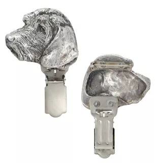 Teckel à poil dur, Chien-saucisse - broche avec pince, support pour numéro de départ, épingle argentée pour exposition de chiens de la marque Art-Dog