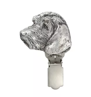 Dachshund Rauhhaar, Dackel, Teckel - Brosche mit Clip, Startnummernhalter, versilberte Anstecknadel für Hundeausstellungen der Marke Art-Dog