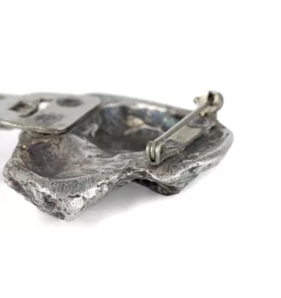 Teckel à poil dur, Chien-saucisse - broche avec pince, support pour numéro de départ, épingle argentée pour exposition de chiens de la marque Art-Dog