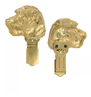 Dachshund Wire-haired, Wiener dog, Badger dog - brooch with a clip, gold-plated holder for a race number, elegant dog show pin from Art-Dog brand