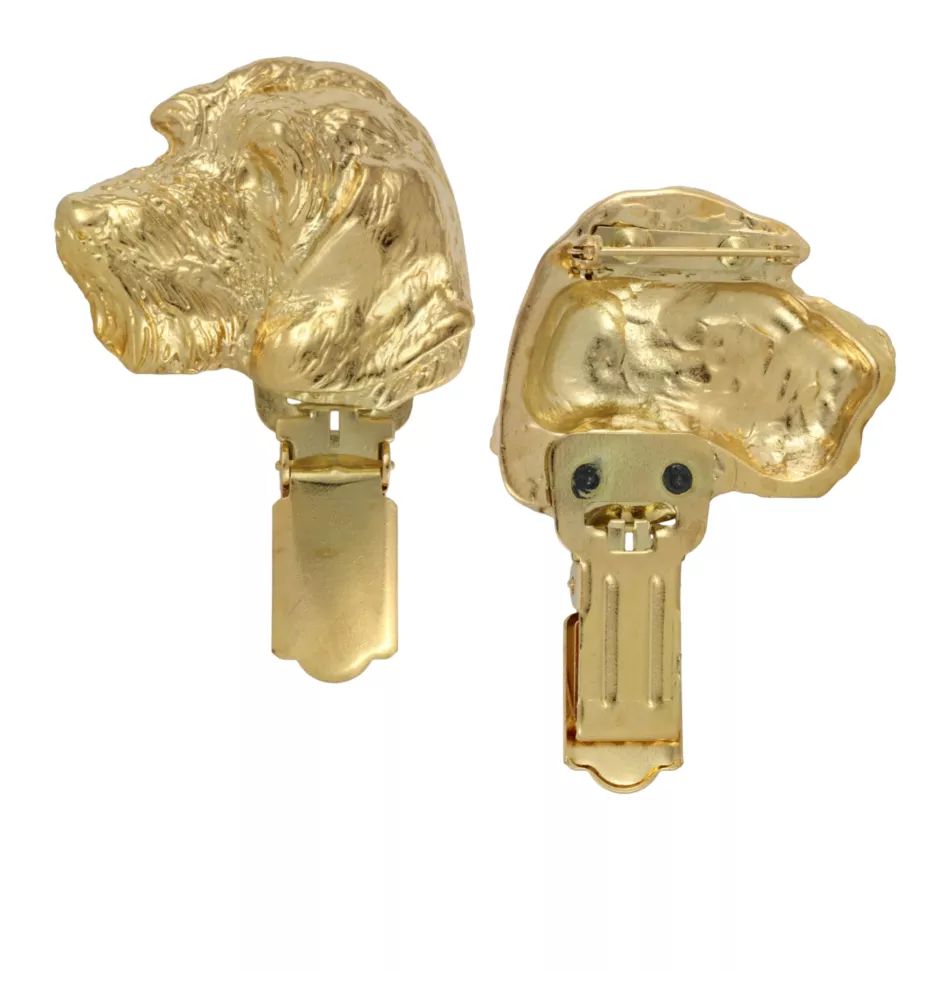 Teckel à poil dur, Chien-saucisse - broche avec pince, support doré pour numéro de départ, élégante épingle pour exposition de chiens de la marque Art-Dog