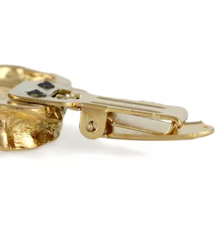 Dachshund Wire-haired, Wiener dog, Badger dog - brooch with a clip, gold-plated holder for a start number, a gift for a dog show by Art-Dog brand.